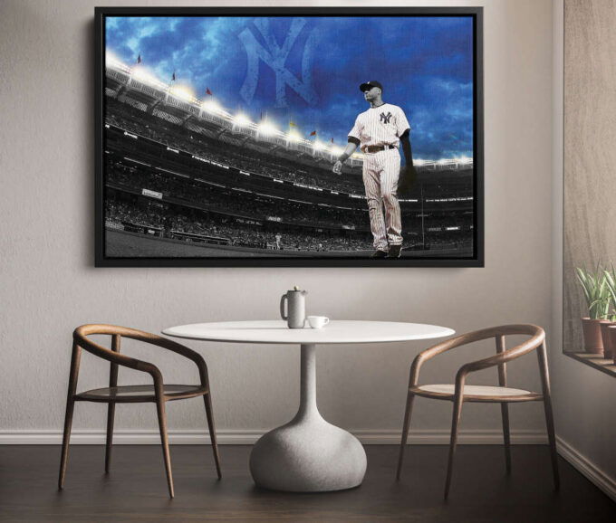 Derek Jeter Poster New York Yankees Crowd Canvas Unique Design Wall Art Print Hand Made Ready to Hang Custom Design
