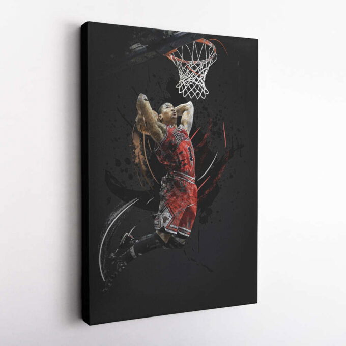 Derrick Rose Art Dunk Chicago Bulls NBA Wall Art Home Decor Hand Made Poster Canvas Print