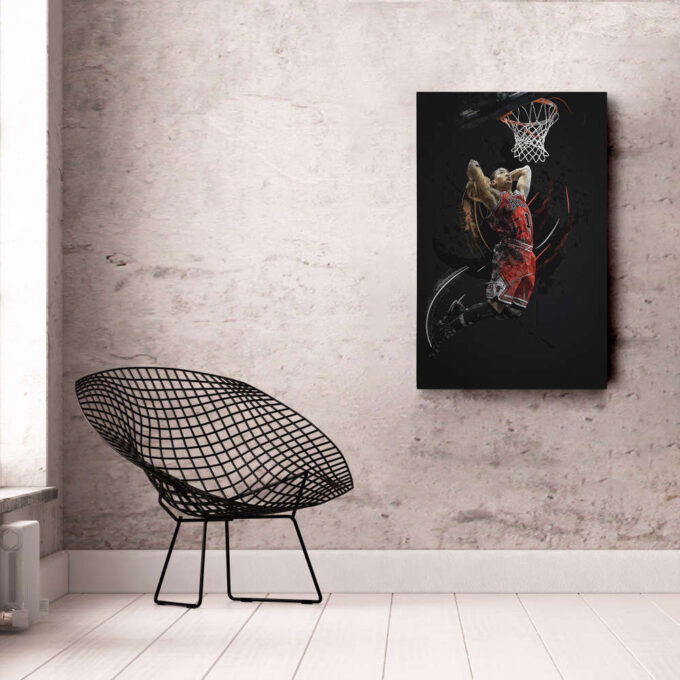 Derrick Rose Art Dunk Chicago Bulls NBA Wall Art Home Decor Hand Made Poster Canvas Print