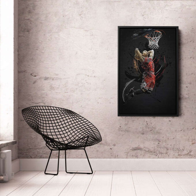 Derrick Rose Art Dunk Chicago Bulls NBA Wall Art Home Decor Hand Made Poster Canvas Print