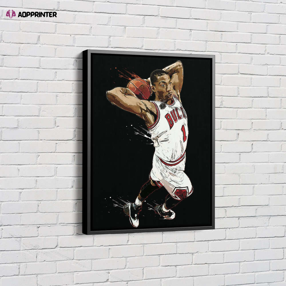 Derrick Rose Basketball Art Effect Chicago Bulls Dunk Canvas Unique Design Wall Art Print Hand Made Ready to Hang Custom Design Derrick Rose Basketball Art Effect Chicago Bulls Dunk Canvas Unique Design Wall Art Print Hand Made Ready to Hang Custom Design