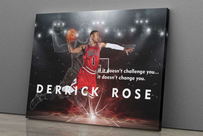 Derrick Rose Dunk Art Poster Chicago Bulls Basketball Canvas Unique Design Wall Art Print Hand Made Ready to Hang Custom Design