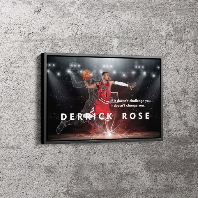 Derrick Rose Dunk Art Poster Chicago Bulls Basketball Canvas Unique Design Wall Art Print Hand Made Ready to Hang Custom Design