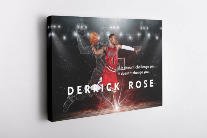 Derrick Rose Dunk Art Poster Chicago Bulls Basketball Canvas Unique Design Wall Art Print Hand Made Ready to Hang Custom Design