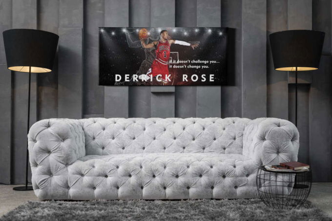 Derrick Rose Dunk Art Poster Chicago Bulls Basketball Canvas Unique Design Wall Art Print Hand Made Ready to Hang Custom Design