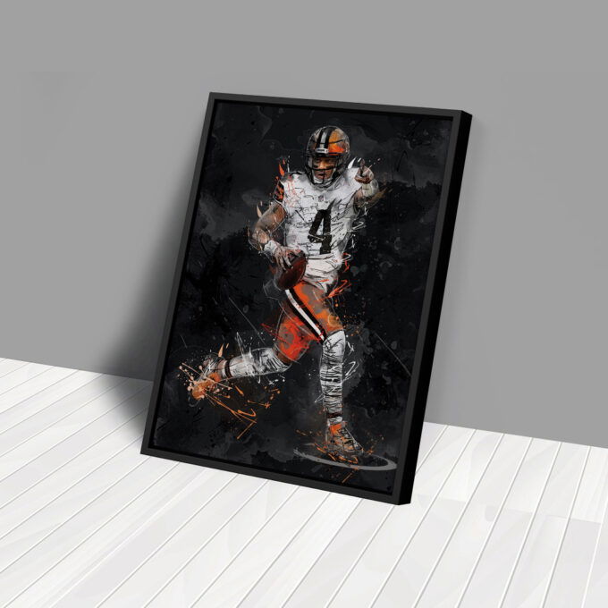 Deshaun Watson Art Cleveland Browns NFL Canvas Wall Art Home Decor Framed Poster Man Cave Gift