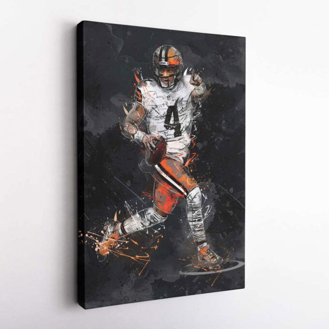 Deshaun Watson Art Cleveland Browns NFL Canvas Wall Art Home Decor Framed Poster Man Cave Gift