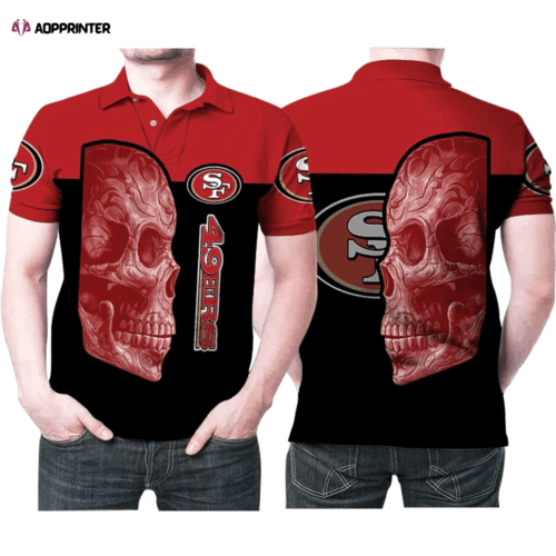 Design Skull San Francisco 49ers Flowers Pattern 3D All Over Print Polo Shirt