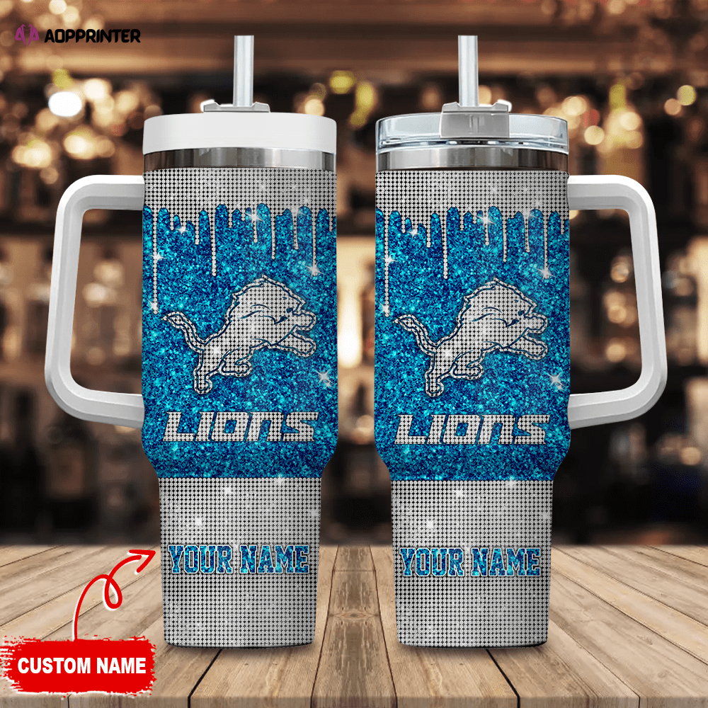Detroit Lions Personalized NFL Glitter and Diamonds Bling 40oz Stanley Tumbler Detroit Lions Personalized NFL Glitter and Diamonds Bling 40oz Stanley Tumbler