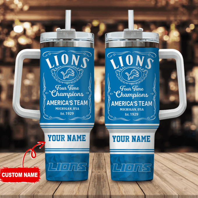 Detroit Lions Personalized NFL Jack Daniel’s 40oz Stanley Tumbler