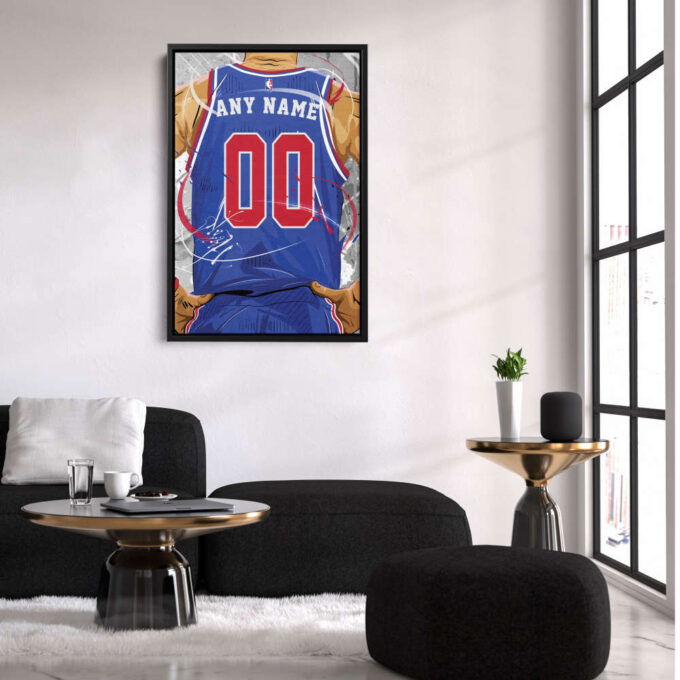 Detroit Pistons Jersey NBA Personalized Jersey Custom Name and Number Canvas Wall Art  Print Home Decor Framed Poster Man Cave Gift