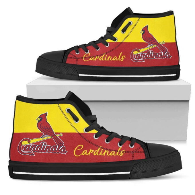 Divided Colours Stunning Logo St Louis Cardinals MLB Custom Canvas High Top Shoes