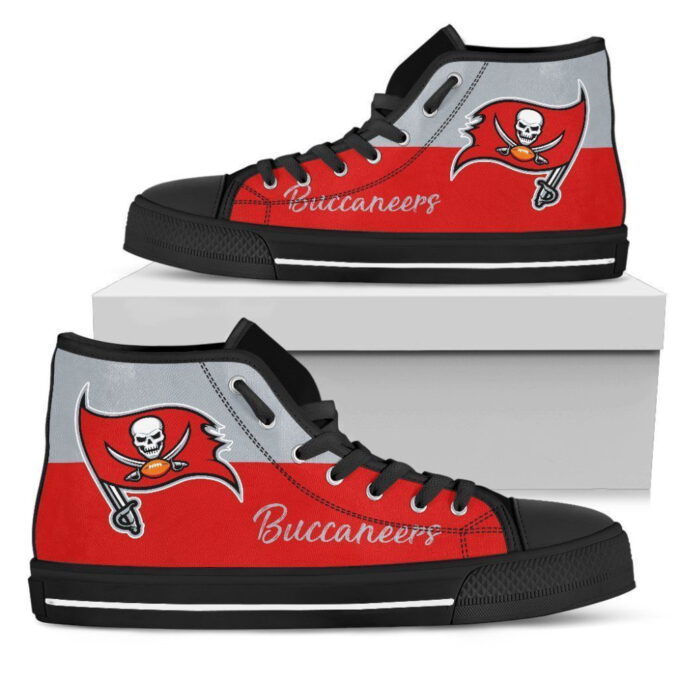 Divided Colours Stunning Logo Tampa Bay Buccaneers NFL Custom Canvas High Top Shoes
