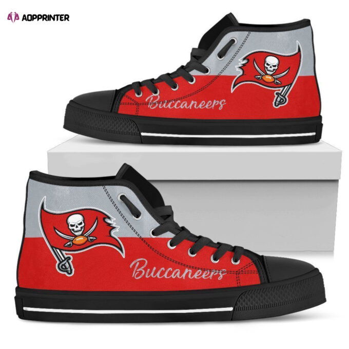 Divided Colours Stunning Logo Tampa Bay Buccaneers NFL Custom Canvas High Top Shoes