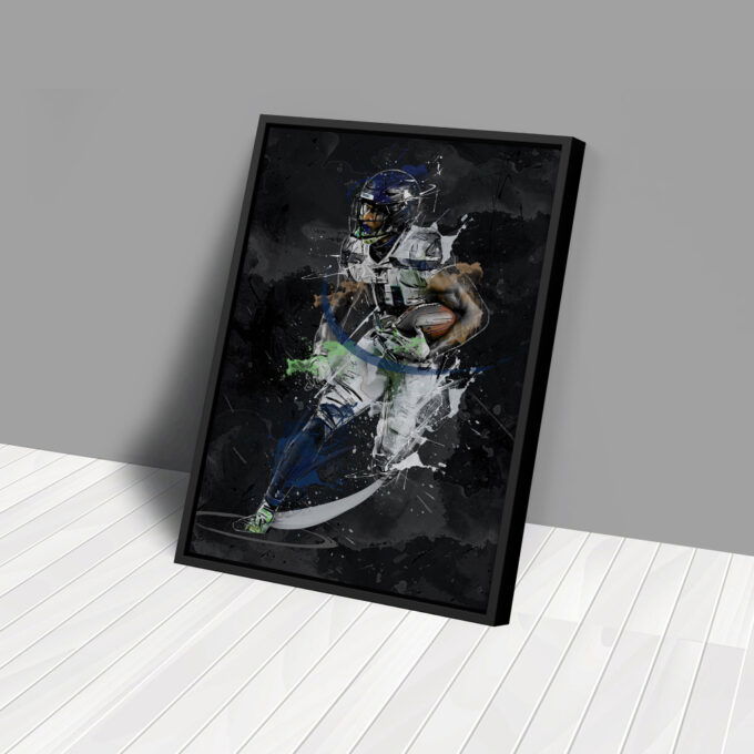 DK Metcalf Art Seattle Seahawks NFL Canvas Wall Art Home Decor Framed Poster Man Cave Gift