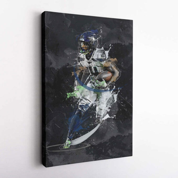 DK Metcalf Art Seattle Seahawks NFL Canvas Wall Art Home Decor Framed Poster Man Cave Gift