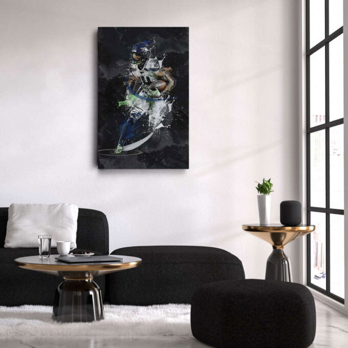 DK Metcalf Art Seattle Seahawks NFL Canvas Wall Art Home Decor Framed Poster Man Cave Gift