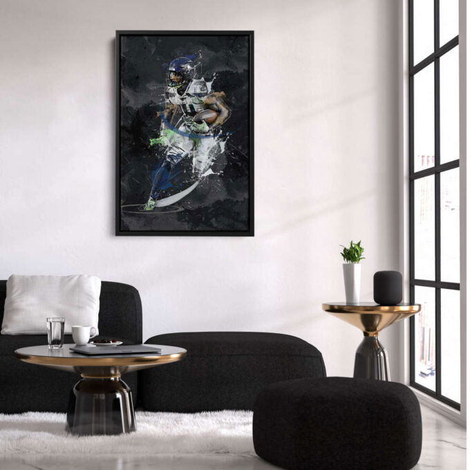 DK Metcalf Art Seattle Seahawks NFL Canvas Wall Art Home Decor Framed Poster Man Cave Gift
