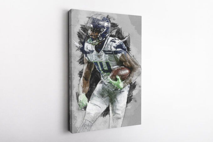 DK Metcalf Poster Seattle Seahawks Painting Football Canvas Unique Design Wall Art Print Hand Made Ready to Hang Custom Design
