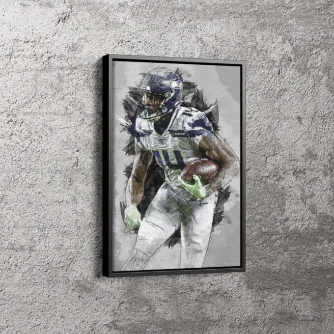 DK Metcalf Poster Seattle Seahawks Painting Football Canvas Unique Design Wall Art Print Hand Made Ready to Hang Custom Design