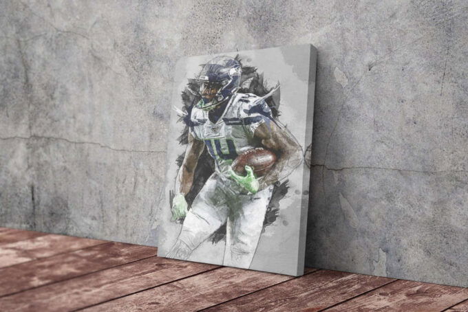 DK Metcalf Poster Seattle Seahawks Painting Football Canvas Unique Design Wall Art Print Hand Made Ready to Hang Custom Design