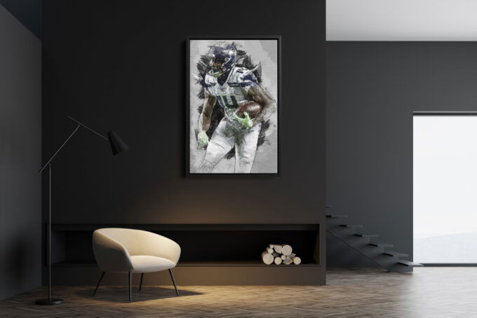 DK Metcalf Poster Seattle Seahawks Painting Football Canvas Unique Design Wall Art Print Hand Made Ready to Hang Custom Design