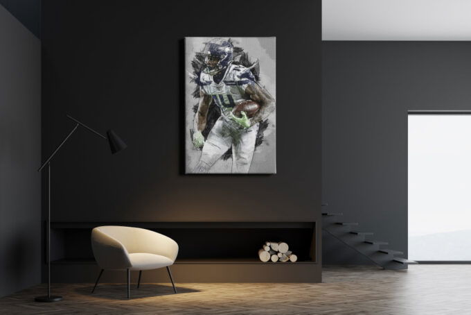 DK Metcalf Poster Seattle Seahawks Painting Football Canvas Unique Design Wall Art Print Hand Made Ready to Hang Custom Design