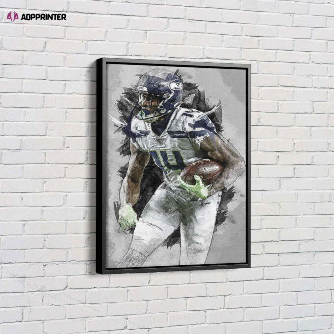 DK Metcalf Poster Seattle Seahawks Painting Football Canvas Unique Design Wall Art Print Hand Made Ready to Hang Custom Design
