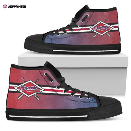 Cart 4 Double Stick Check Atlanta Braves MLB Custom Canvas High Top Shoes