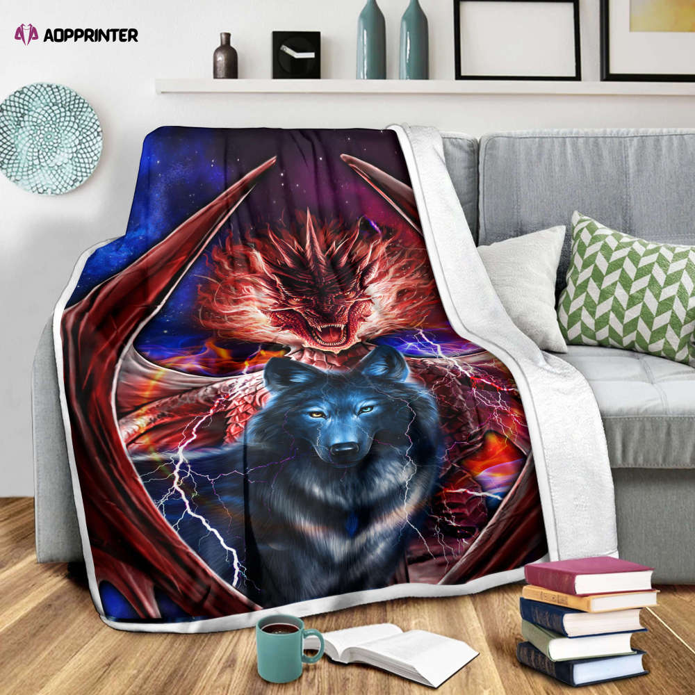Dragon and wolf fleece blanket Dragon and wolf fleece blanket