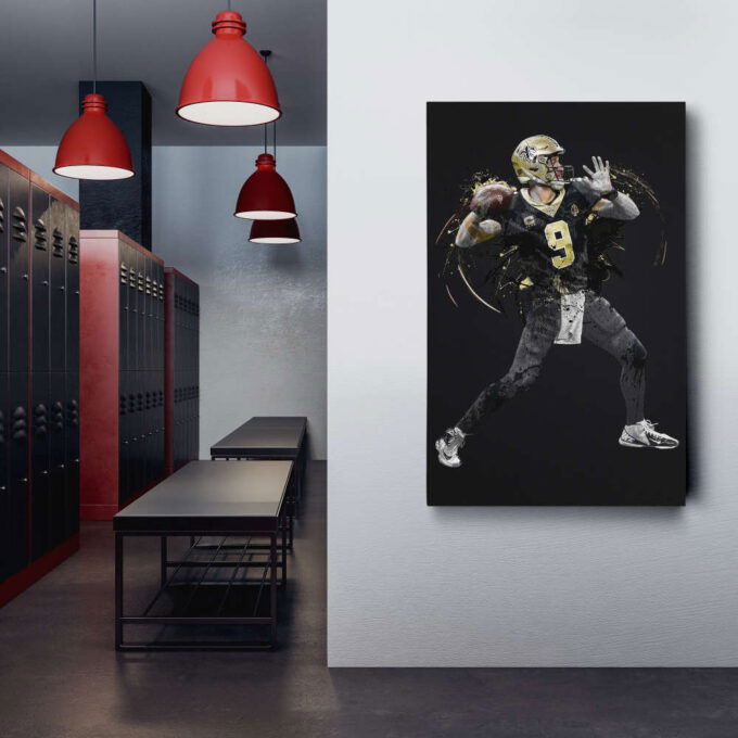 Drew Brees Art New Orleans Saints NFL Wall Art Home Decor Hand Made Poster Canvas Print