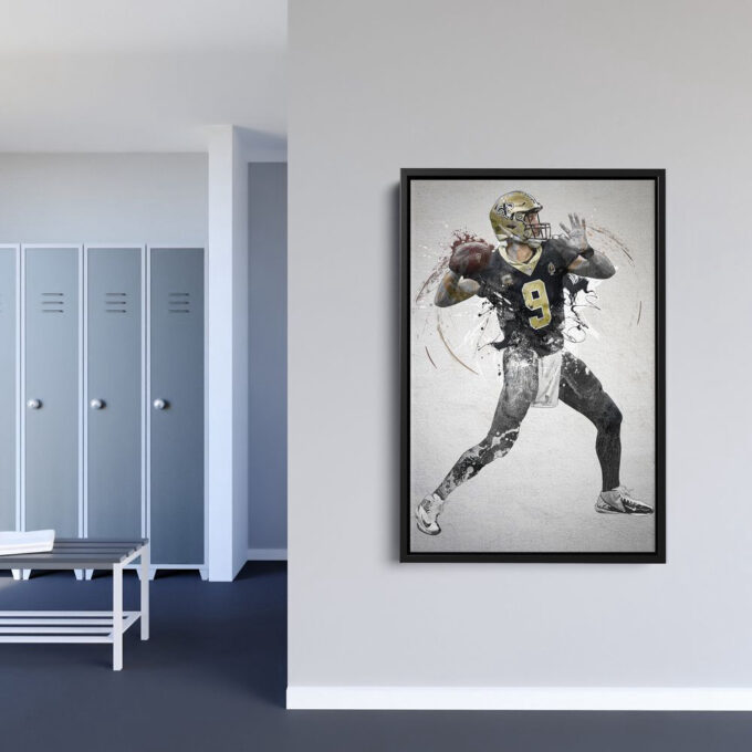 Drew Brees Poster New Orleans Saints NFL Framed Wall Art Home Decor Canvas Print Artwork