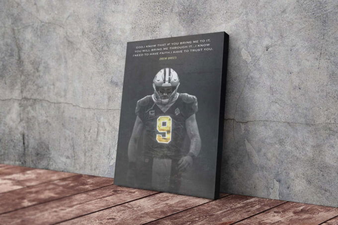 Drew Brees Quote Poster New Orleans Saints Canvas Unique Design Wall Art Print Hand Made Ready to Hang Custom Design