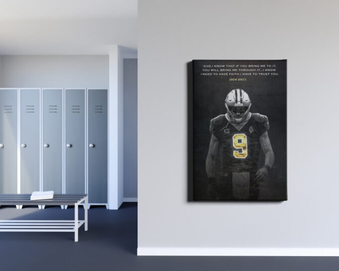 Drew Brees Quote Poster New Orleans Saints Canvas Unique Design Wall Art Print Hand Made Ready to Hang Custom Design