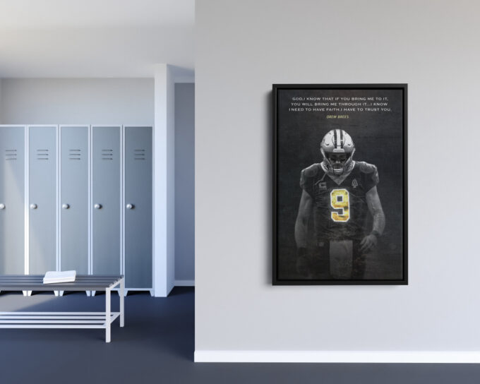 Drew Brees Quote Poster New Orleans Saints Canvas Unique Design Wall Art Print Hand Made Ready to Hang Custom Design