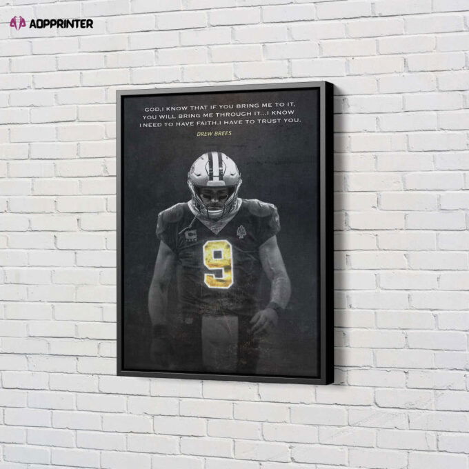 Drew Brees Quote Poster New Orleans Saints Canvas Unique Design Wall Art Print Hand Made Ready to Hang Custom Design