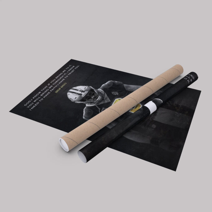Drew Brees Quote Poster New Orleans Saints Canvas Unique Design Wall Art Print Hand Made Ready to Hang Custom Design