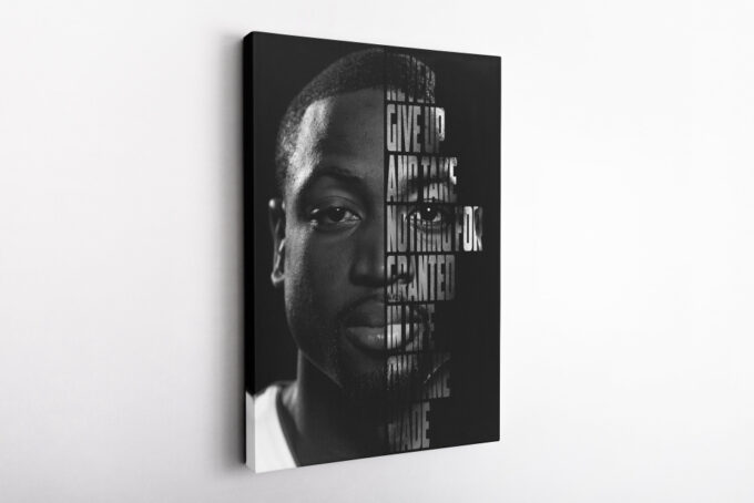 Dwyane Wade Basketball Face Quote  Canvas Unique Design Wall Art Print Hand Made Ready to Hang Custom Design