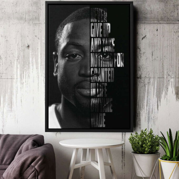 Dwyane Wade Basketball Face Quote  Canvas Unique Design Wall Art Print Hand Made Ready to Hang Custom Design