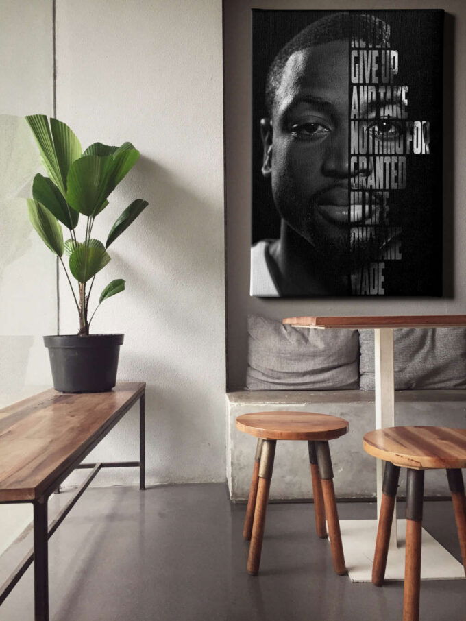 Dwyane Wade Basketball Face Quote  Canvas Unique Design Wall Art Print Hand Made Ready to Hang Custom Design