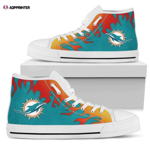 Fire Miami Dolphins NFL Football Custom Canvas High Top Shoes HT1136