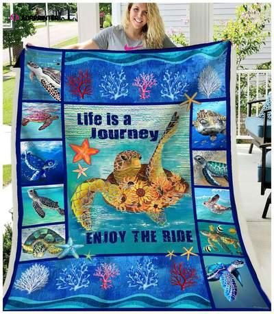 Fleece Blanket – TURTLE – Life is a Journey Ph310728 Fleece Blanket – TURTLE – Life is a Journey Ph310728