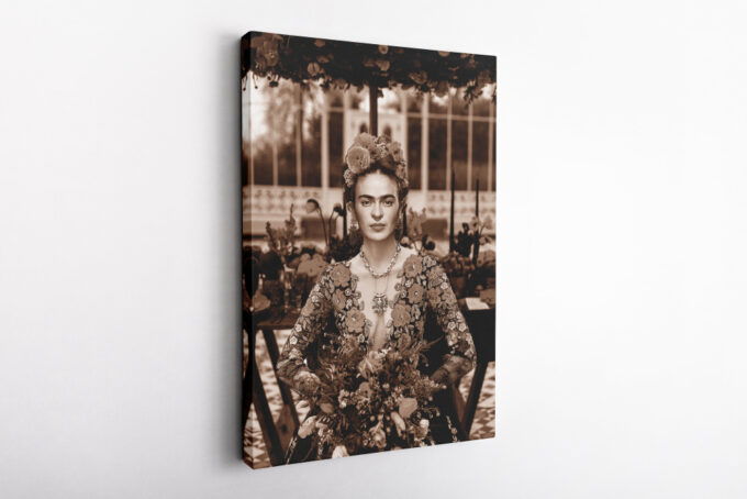Frida Kahlo Portrait Retro Art Woman Design Canvas Unique Design Wall Art Print Hand Made Ready to Hang Custom Design