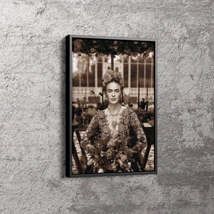 Frida Kahlo Portrait Retro Art Woman Design Canvas Unique Design Wall Art Print Hand Made Ready to Hang Custom Design
