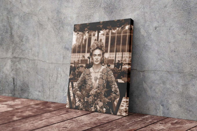 Frida Kahlo Portrait Retro Art Woman Design Canvas Unique Design Wall Art Print Hand Made Ready to Hang Custom Design