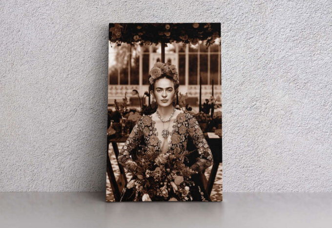 Frida Kahlo Portrait Retro Art Woman Design Canvas Unique Design Wall Art Print Hand Made Ready to Hang Custom Design