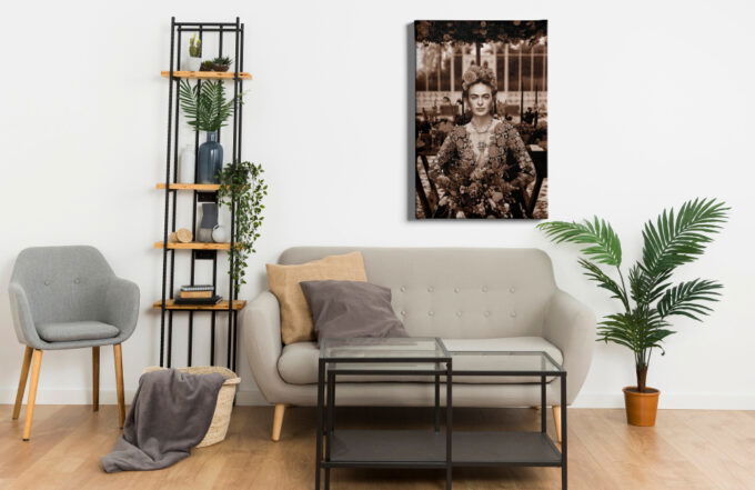 Frida Kahlo Portrait Retro Art Woman Design Canvas Unique Design Wall Art Print Hand Made Ready to Hang Custom Design
