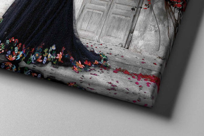 Frida Kahlo Red Tree Black and White Canvas Unique Design Wall Art Print Hand Made Ready to Hang Custom Design