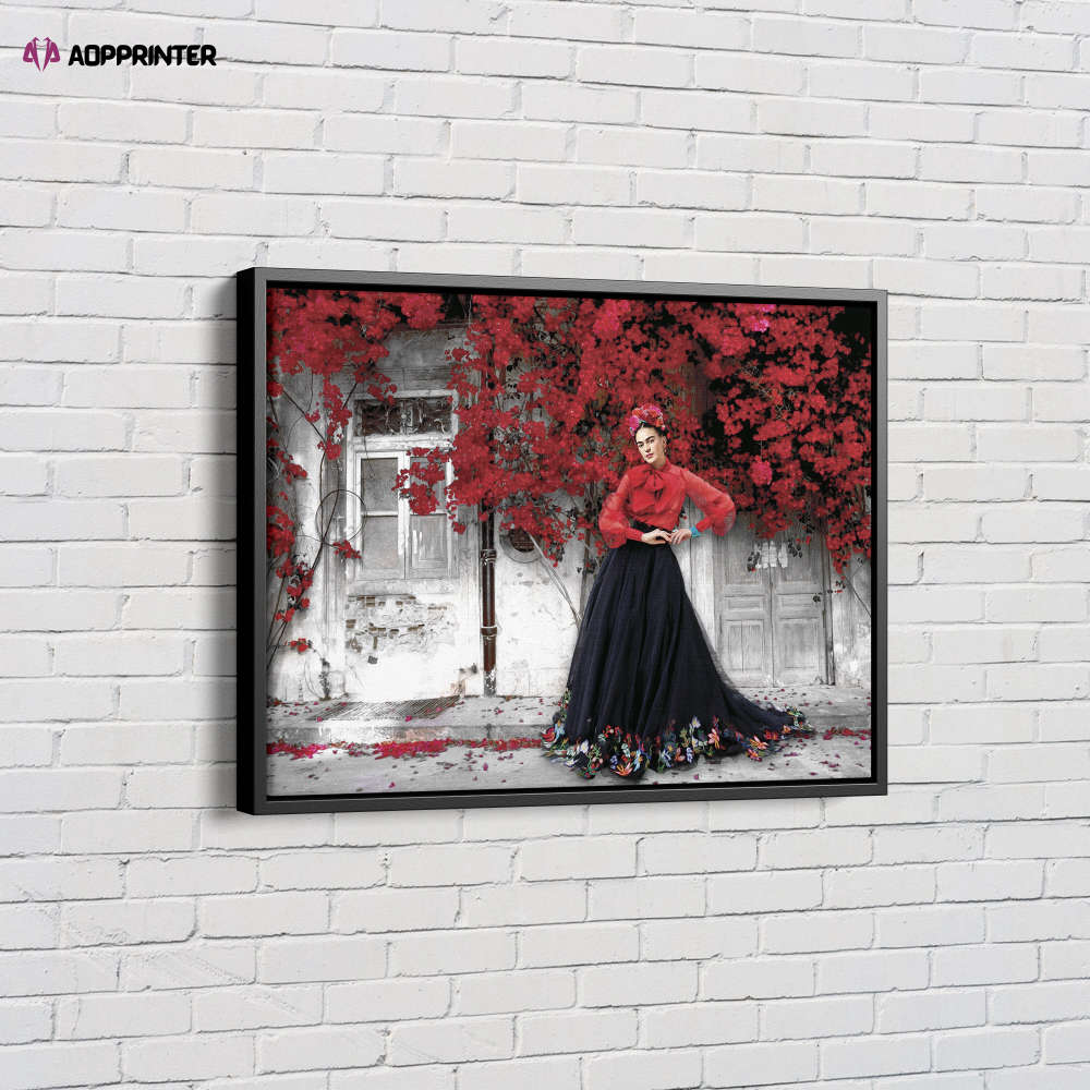 Frida Kahlo Red Tree Black and White Canvas Unique Design Wall Art Print Hand Made Ready to Hang Custom Design Frida Kahlo Red Tree Black and White Canvas Unique Design Wall Art Print Hand Made Ready to Hang Custom Design