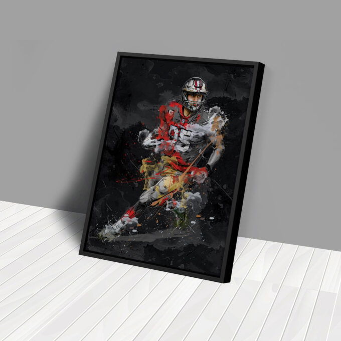 George Kittle Art San Francisco 49ers NFL Canvas Wall Art Home Decor Framed Poster Man Cave Gift